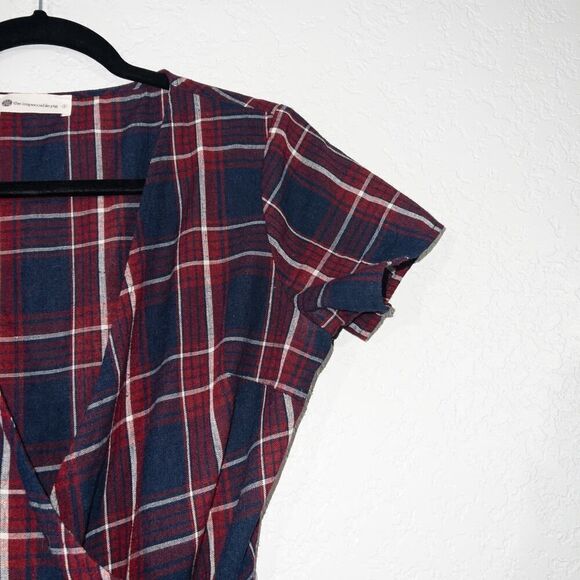 The Impeccable Pig Navy Plaid Wrap Dress Size Small - Picture 5 of 9